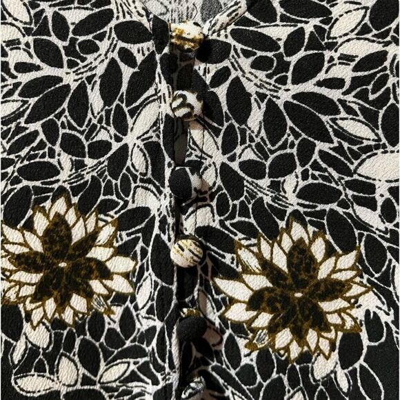 FREE PEOPLE Birds of a Feather Patterned Top Black Brown Beige Women’s Large - Picture 10 of 11